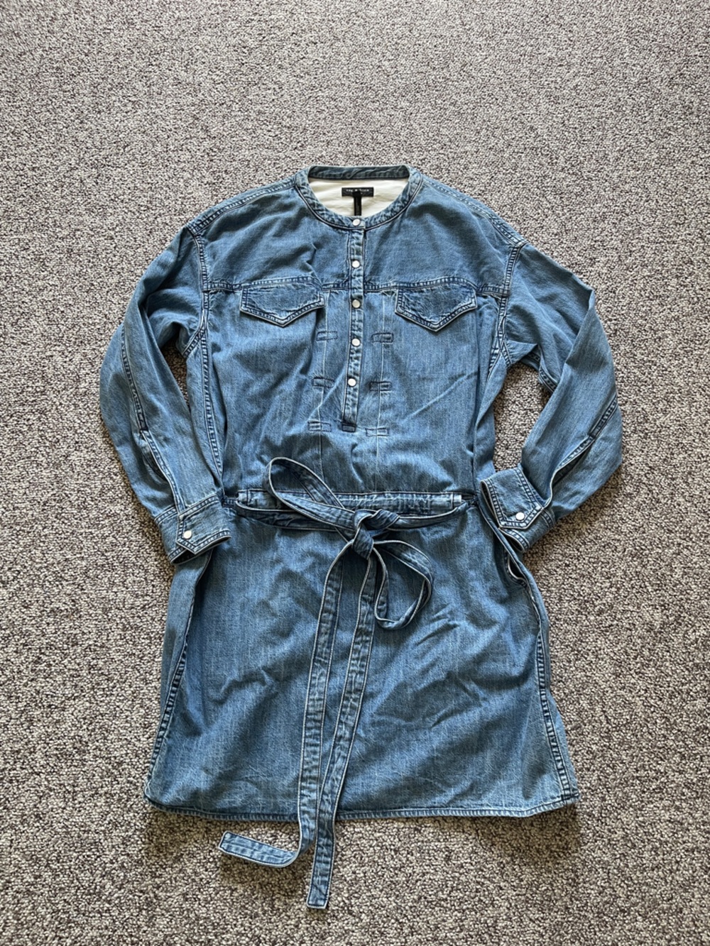 Rag & Bone Denim Chambray Belted Shirt Dress XS
